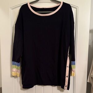 Size 2X Talbots Blue Sweater with striped bottom sleeve